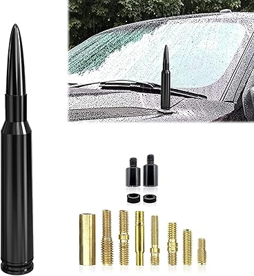 ijuicy 1 PC Car Bullet Antenna, 50 Cal Bullet Antenna, Antenna Topper Replacement, Heavy Duty Pickup Truck Accessories, Fit for GM Chevy Silverado 1500 2500 3500 HD GMC Sierra 1500 2500 3500 Black