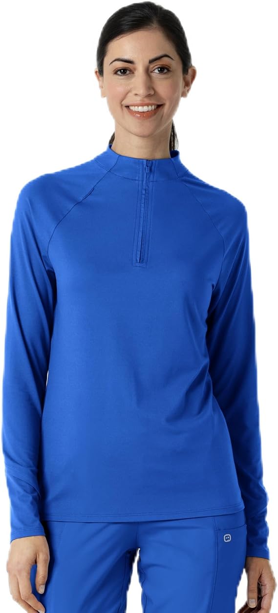 Wink Layers Women's Watch Window Quarter Zip Scrub Top