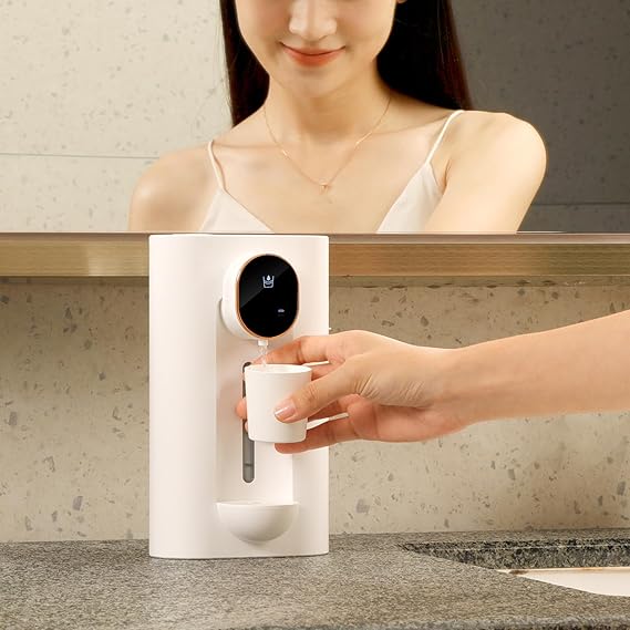 Automatic Mouthwash Dispenser Wall Mount,540mL Touchless Mouth Wash Dispenser for Bathroom with 2 Magnetic Cups,3 Gears Mouthwash Containe for Adults and Kids,(Type C Charging Port) (White)