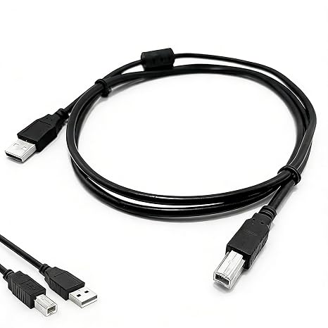 2M USB A to B Printer Cable, MIDI Cable, for DJ Controllers, Keyboards, Synthesizers, Compatible with Pioneer, Native Instruments, Denon, Akai, HP, Epson, Brother, Samsung, Canon (Black)