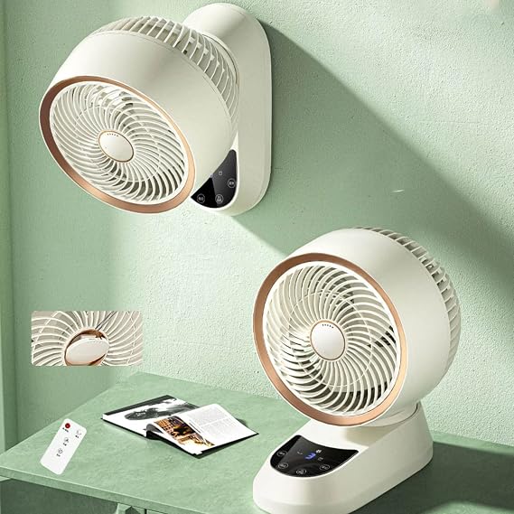 Convenient Silent 3-Speed Wall Mount Fan,Oscillating Fans with A Remote, Small Air Circulator Fan,9H Timer, Easy Operation