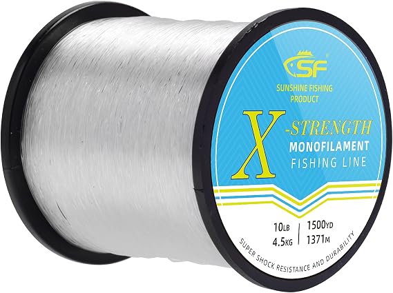 SF Monofilament Fishing Line Premium Spool X-Strong Mono Nylon Material Leader Line for Saltwater Freshwater 8/10/12/15/20/25/30/40/50/60/80/100LB