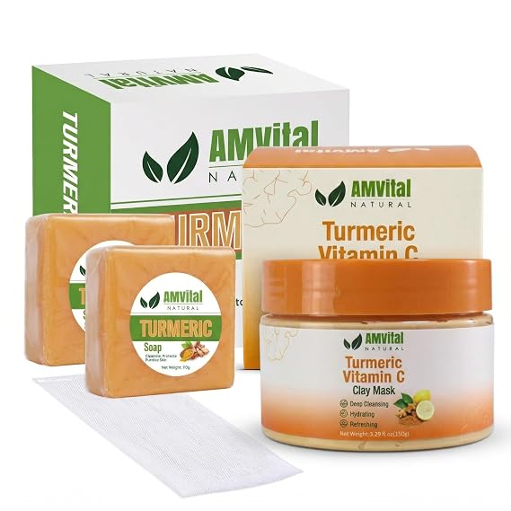 AMVital Turmeric Soap & Clay Mask Skincare Bundle