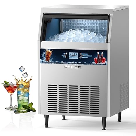 Commercial Ice Maker Machine, 300 lbs24h with 70 lbs Storage, 126 Ice Cubes in 15 Mins, ETL FCC, Under Counter Ice Maker with LED Display, 24H Timer, Smart Reminder, for Cafe Bar Restaurant