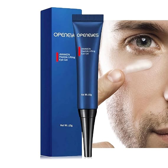 AKARY Awaken Peptide Depuffing Eye Gel, Lifts Firming Eye Tightener, Men's Moisturizing Eye Cream Hydrating Gel Smooths Under Eyes for Dark Circles, Puffiness, Fine Lines & Bags
