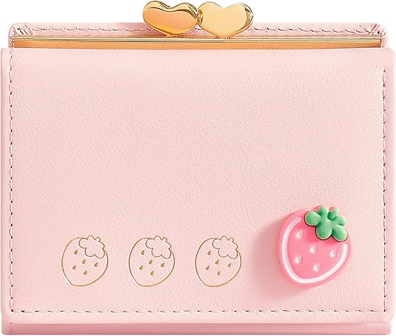 YINHEXI Wallet Card Holder, Small Bifold RFID Blocking Purse, Cute Small Leather Pocket Wallet for Women, Girls, Ladies (Baby Pink)