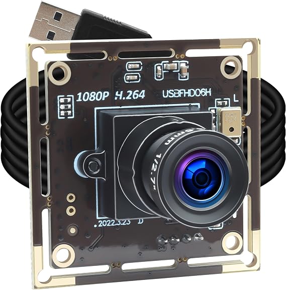 1080P USB Camera Module, Low Light Webcam with 3.6mm Lens | Industrial Lightburn Camera Board, Plug and Play, Compatible with Windows/Android/Linux/macOS/Raspberry Pi