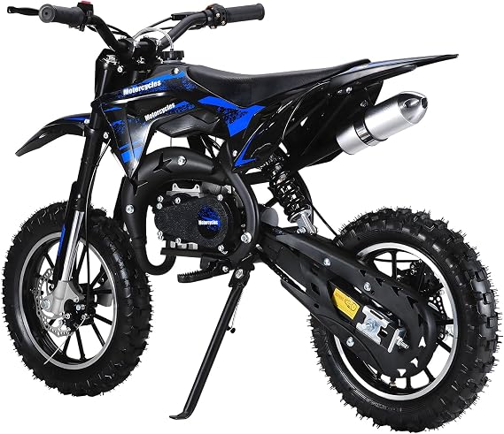 49cc Kid Dirt Bike, 2-Stroke Gas Powered Motorcycle, Pocket Motorbike, Gasoline Motorcycles for Kids with Off-Rode Tire, Front Rear Disc Brakes, Up to 25 Mph, Max Load 330 LBS