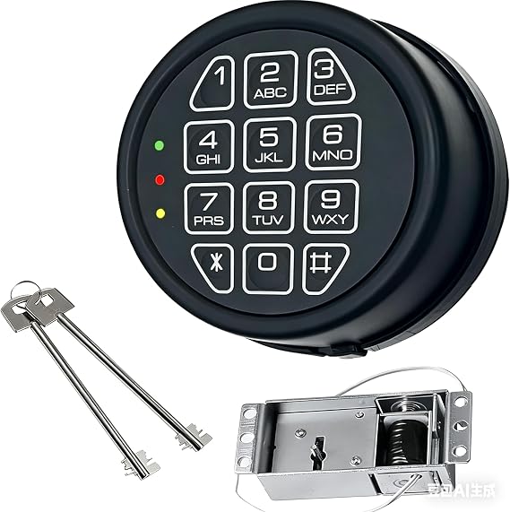 Electronic Safe Lock Replacement Keypad with Solenoid Lock & 2 Override Keys (Solenoid Lock)