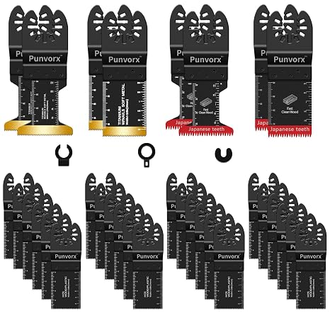 32Pcs Titanium & HCS Multi Tool Blades