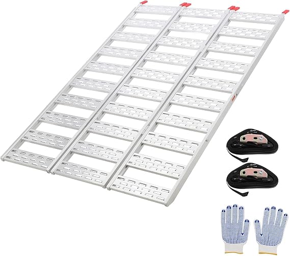 Aluminum Tri-Fold Ramp with Treads, Ramps for Pickup Trucks 76"x50"