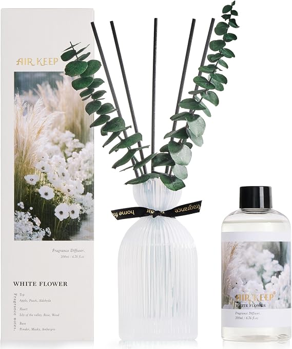 Airkeep Reed Diffuser Set, White Flower, 6.76 oz