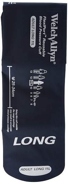 Welch Allyn REUSE-11L-2SC FlexiPort Reusable Blood Pressure Cuffs with Two-Tube Screw-Type Connectors, Adult Long, Size 11L