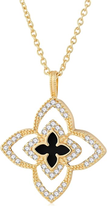 Mujahid FourLeaf Clover Necklace for Women, Dainty Cute Waterproof NonTarnish Fashion Jewelry, Birthday Gift for Women