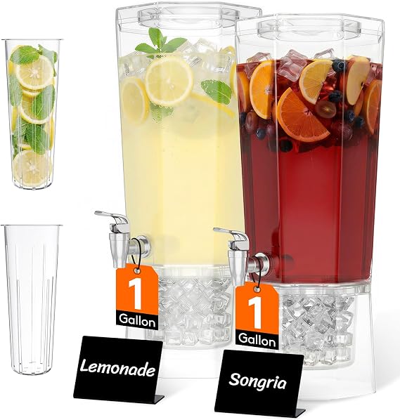 Lifewit 1 Gallon Drink Dispenser for Parties with Fruit Infuser 2 Pcs