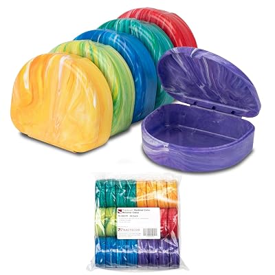 Marble Retainer Cases with Labels, Assorted Colors, 24 Pack