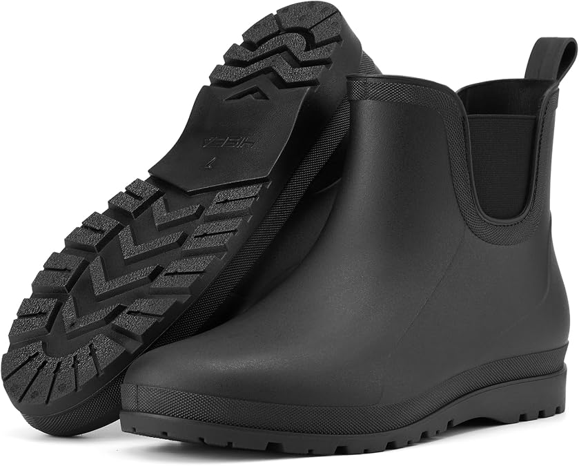HISEA Men's Chelsea Rain Boots Waterproof Lightweight Ankle Deck Boots