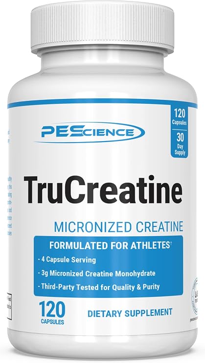 PEScience TruCreatine Creatine Monohydrate Pills, Creapure, 120 Capsules