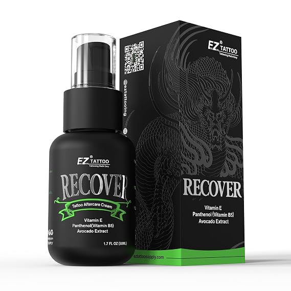 EZ Tattoo Aftercare Cream 1.7OZ - Tattoo Healing Lotion for New Tattoo Healing & Moisturizing Care - Natural Aftercare Formula with Panthenol & Vitamin E Tattoo Supplies