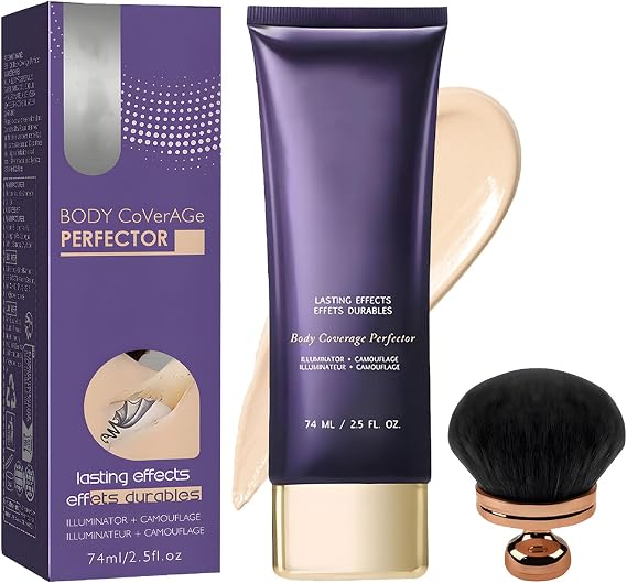 Body Coverage Perfector Waterproof with Brush - All Over Complexion Perfector Leg Makeup - Tattoo Cover Up Makeup Cream - Long-Lasting Full Coverage Body Concealer Cream for Legs,Body Foundation