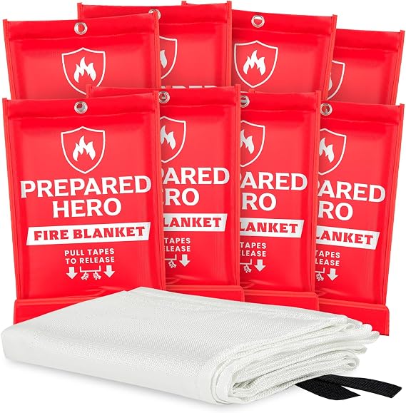 Prepared Hero Emergency Fire Blanket, Kitchen & Home, 39 x 39 in, 8 Pack