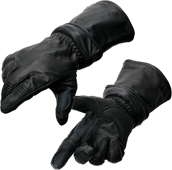 Milwaukee Leather Men's Leather Gauntlet Lined Motorcycle Hand Gloves