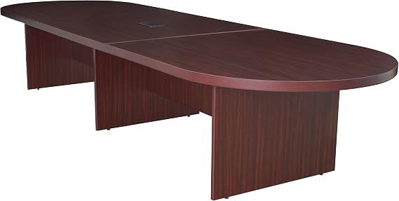 Regency Legacy 14 ft Racetrack Laminate Conference Table with 1 Charging Port, Durable Construction, Scratch-Resistant Surface, and Modern Design for Professional Office Workspaces - Mahogany