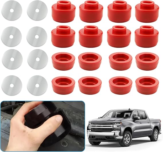 Body and Cab Mount Bushing Kit for 1999-2014 Chevy Silverado & Sierra 15002500 2WD4WD Polyurethane Body Cab Mounts Replace 7-141, red