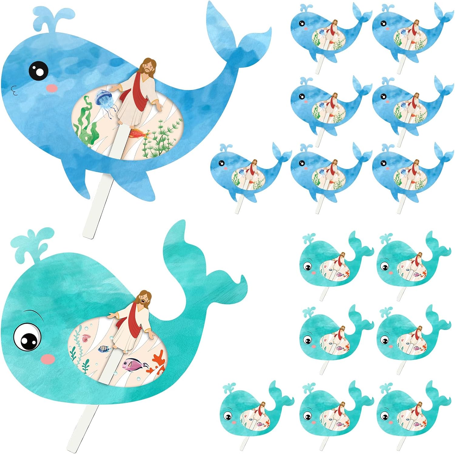 Liliful 24 Pieces Color Your Own Jonah and The Whale Craft Kit for Kids, Sunday School Crafts Religious Crafts Christian Crafts DIY Crafts for Boys Girls Sunday School Activities