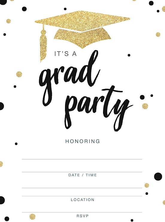GSM Brands Invitations for Graduation Party - 20 Cards with Envelopes | 5" x 7" Cards, 300 GSM Cardstock