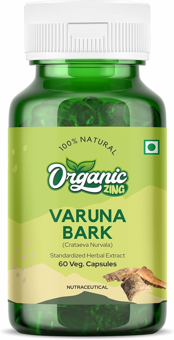 Organic Zing Varuna Bark Capsules - Standardized Herbal Extract - 60 Veg Capsules - Food Grade Crataeva Nurvala for Daily Wellness Use