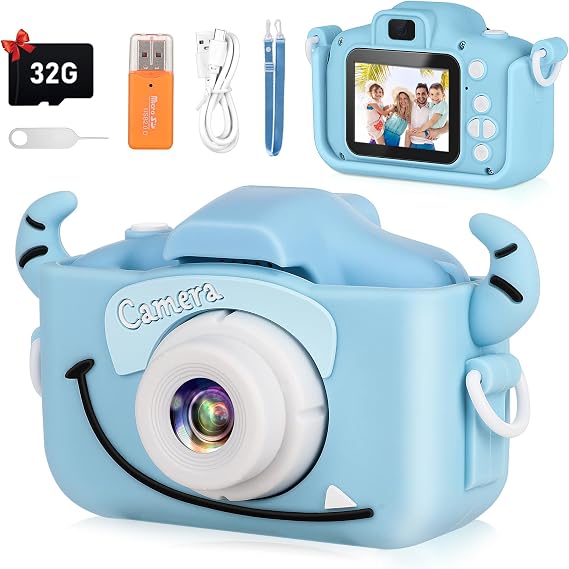 Kids Selfie Camera for 6-8 Year Old Boys, HD Digital Video Cameras for Toddler, Christmas Birthday Gifts for Boys Kids Digital Dual Camera with 32G SD Card