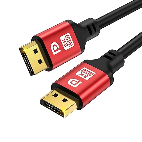 DisplayPort Cable 2.1, DP Cable 7m 16K,10K,8K@60Hz, 4K@144Hz, 2K@240Hz,32.4Gbps，HBR3 Support 32.4Gbps, HDR 4:4:4 / HDR 10 and HDCP 2.2 for Laptop PC TV Gaming Monitor-Red