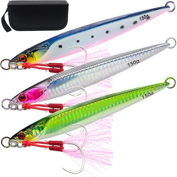 3pcs Saltwater Vertical Fishing Jigs Metal Jigging Spoon