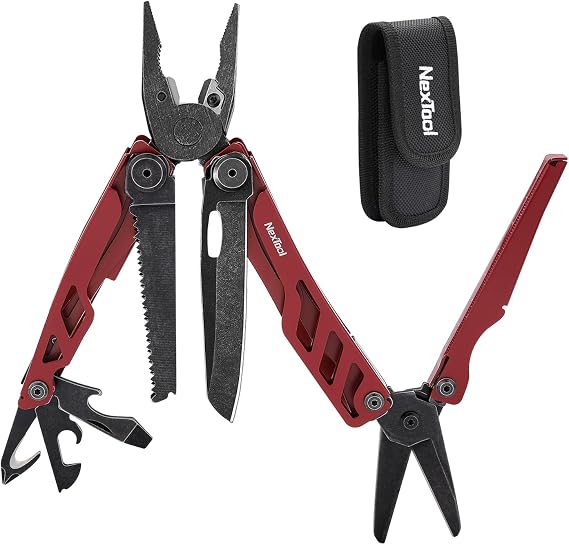 NexTool Flagship Pro Multitool Pliers with Full-size Scissors (Red)