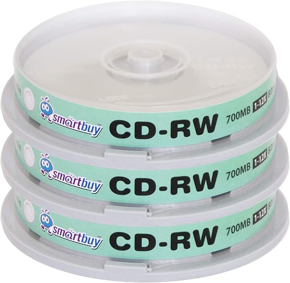 30 Pack Smartbuy CD-RW 1-12X 700MB/80Min Logo Top Rewritable Blank Disc