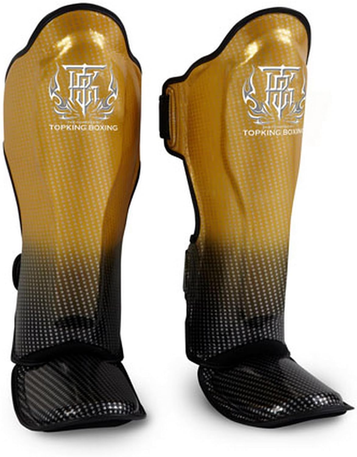 Top King Boxing Muay Thai Shin Guards Protector Protection Super Star Gold, XL