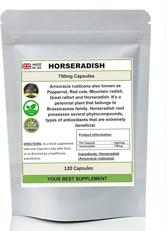 Horseradish Capsules 750mg 100% Natural (Pure no additives) Antioxidant (120)