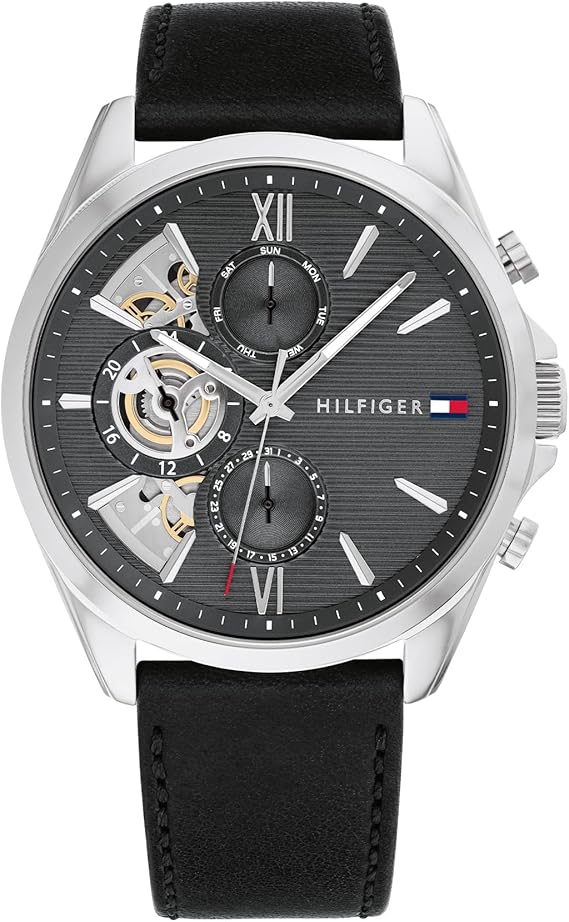 Tommy Hilfiger Analogue Multifunction Quartz Watch for Men with Stainless Steel mesh and Link Bracelet and Leather Strap