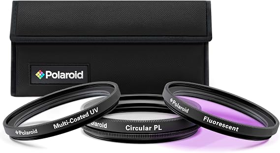 Polaroid Optics 46mm 3-Piece Filter Kit Set [UV,CPL,FLD] includes Nylon Carry Case Compatible w/ All Popular Camera Lens Models