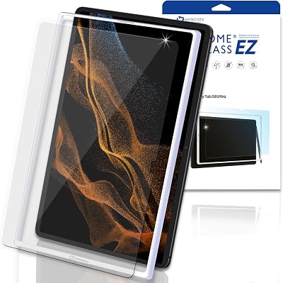 DOME GLASS Whitestone EZ screen protector for Galaxy Tab S8 Ultra 14.6 Full Coverage Tempered Glass Shield [Easy Install] by Whitestone for Galaxy Tab S8 Ultra - One Pack