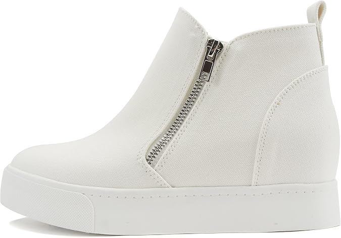 Soda Taylor Hidden Wedge Sole Booties Ankle Heels Sneaker Shoes Side Zipper