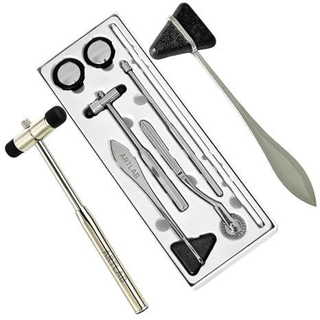 ArTLab-Neurological Percussion Set-Reflex Hammer Instrument Set, Includes Pinwheel, Babinski Hammer,Taylor Buck Hammer,Diagnostic Kit for Nurses,EMS,Students (Set of 7 Black)