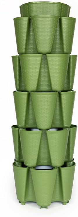 Greenstalk 5 Tier Original Vertical Planter in Basket Weave Texture (Evergreen)