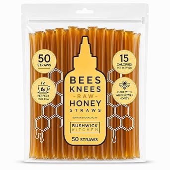 Bees Knees Raw Honey Sticks, 50 Count - Made with Wildflower Honey, Perfect for Tea, 15 Calories Per Serving - Unfiltered, Unprocessed, Undeniably Delicious, Bulk Single Serve Honey Straws