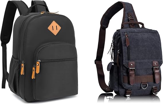 Leaper Travel Backpack Black Laptop Bag Messenger Bag Crossbody Bag Bundle