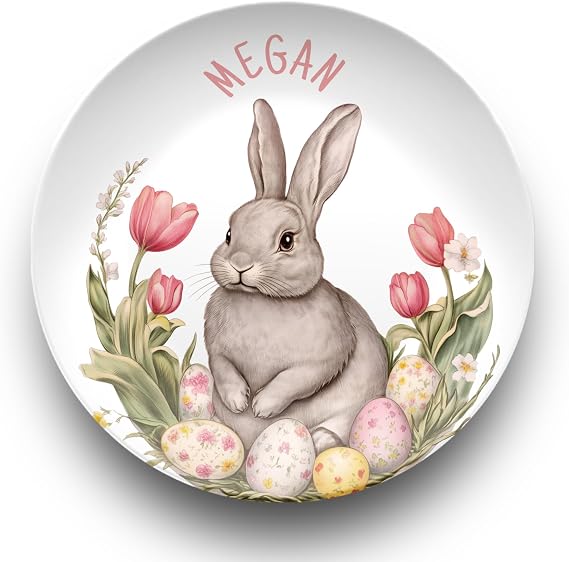 Personalized Easter Bunny Non Breakable Plate - Easter Gift