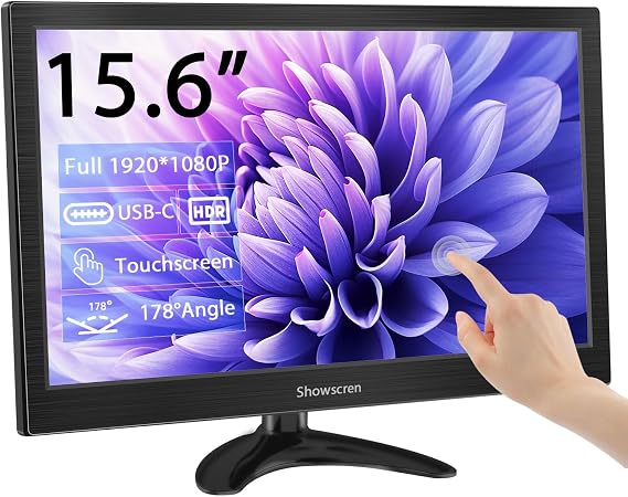 PC Touchscreen Monitor 15.6inch Portable Touch Screen HDR 1080 with Speaker