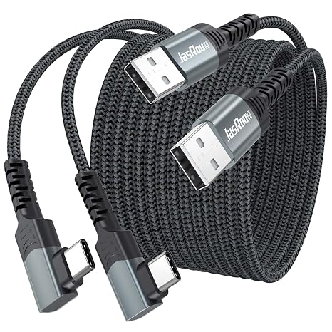 USB to USB C Cable 10ft Right Angle, 18W Fast Charging 90 Degree USBC
