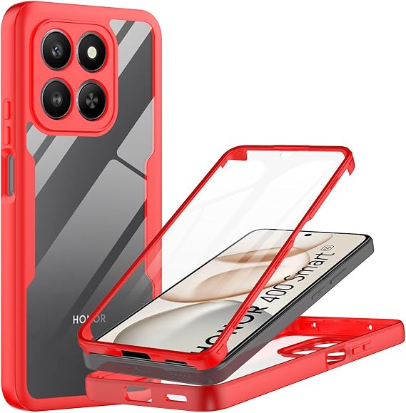 for Honor 400 Smart 5G Case with Built-in Screen Protector Red
